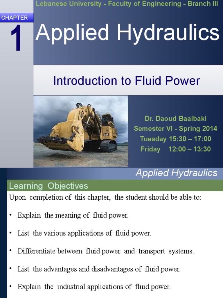Applied Hydraulics Introduction To Fluid Power PDF Transmission