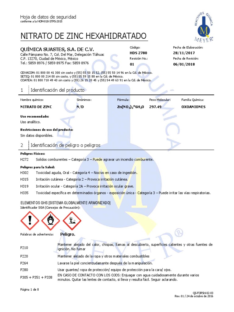 Nitrato de Zinc PDF Residuos Reciclaje