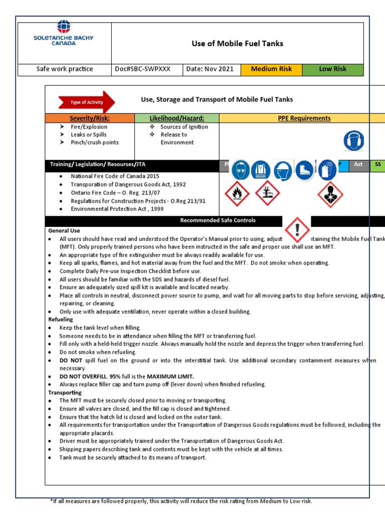 SWP - Mobile Fuel Tanks With Inspection | PDF | Dangerous Goods | Fire ...