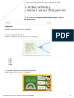 Taller de Ángulos, Rectas Paralelas y Perpendiculares. Grado 8 Jueves 29 de Julio Del 2021