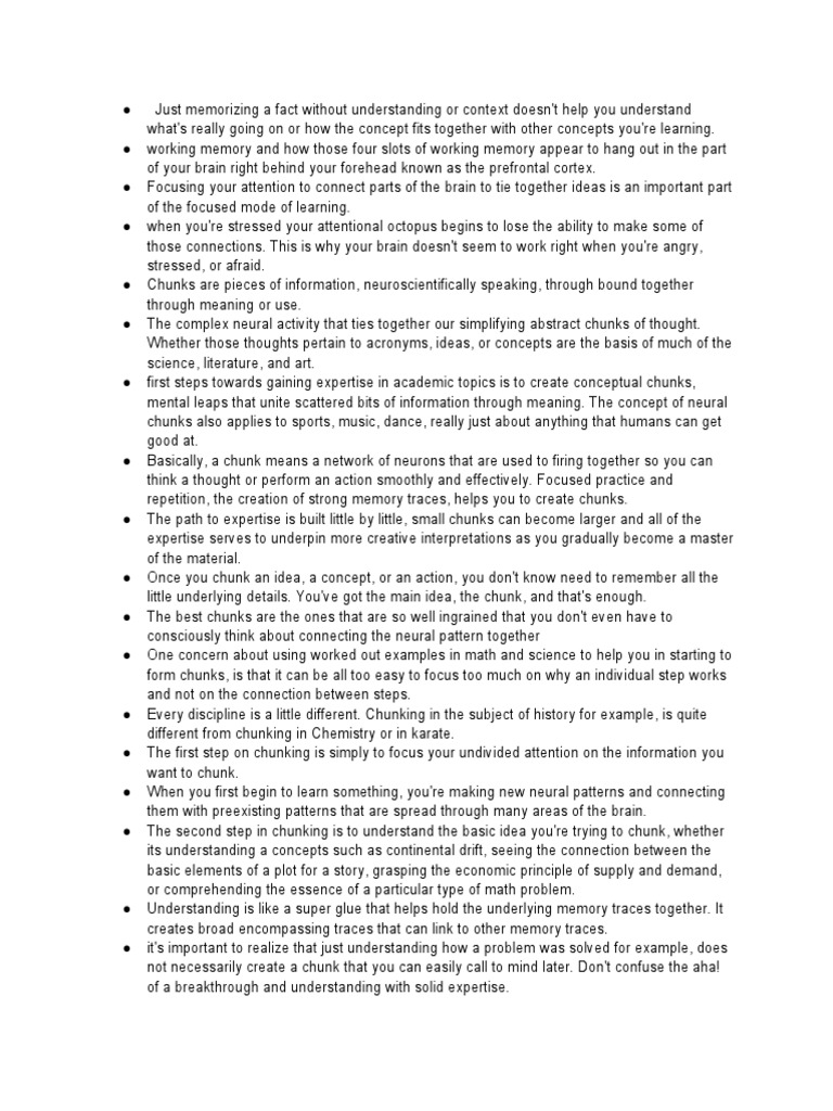Chunking Download Free Pdf Brain Memory