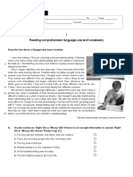 I Reading Comprehension Language Use and Vocabulary: Evaluation Test 2