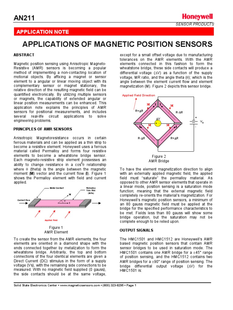 Applications of Magnetic Position Sensors | PDF