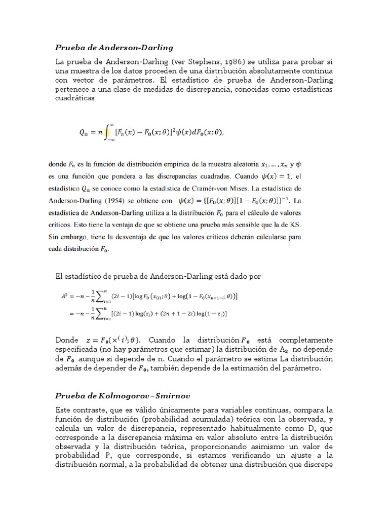 Prueba de Anderson Darling | PDF | Distribución normal | Estadísticas