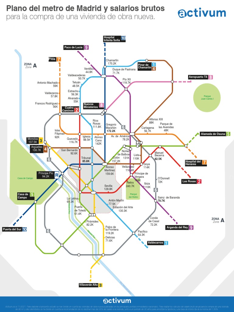 Plano Del Metro de Madrid y Salarios Brutos | PDF | Madrid | Tránsito ...