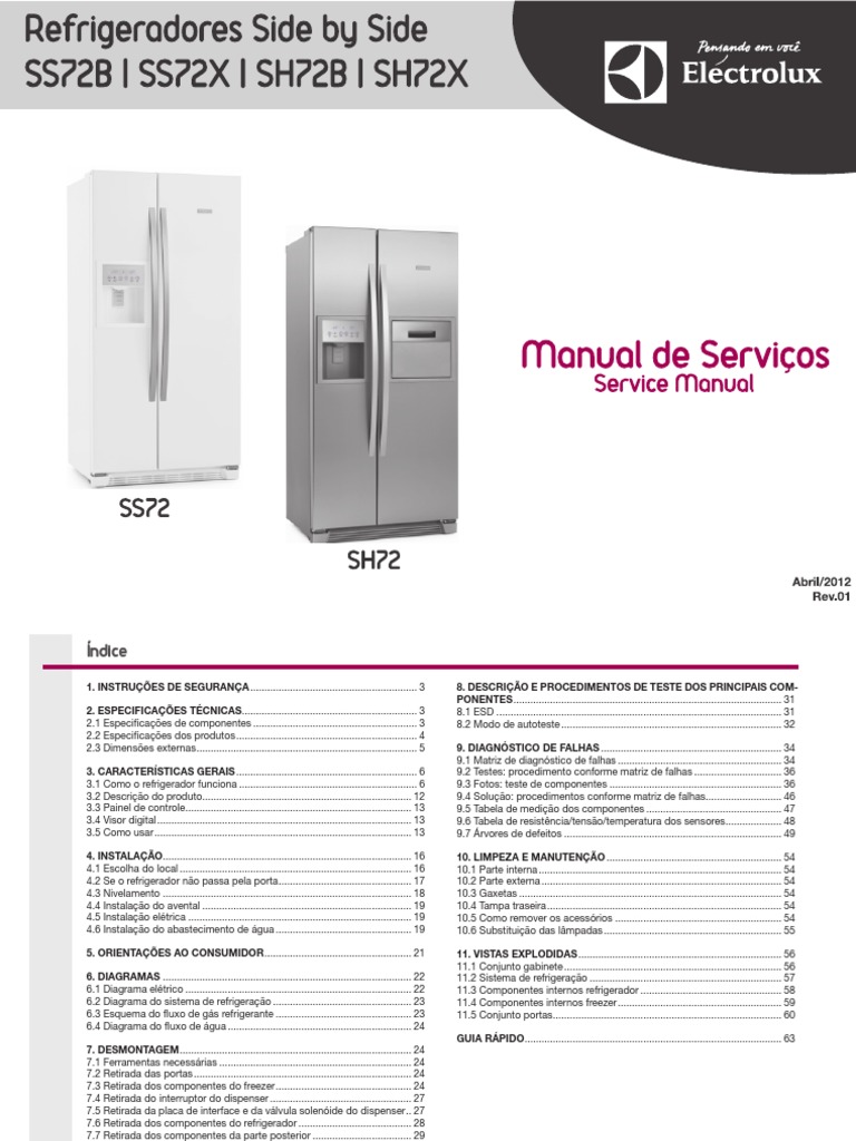 Manual Side by Side SS72B SS72X SH72B SH72X PDF Geladeira
