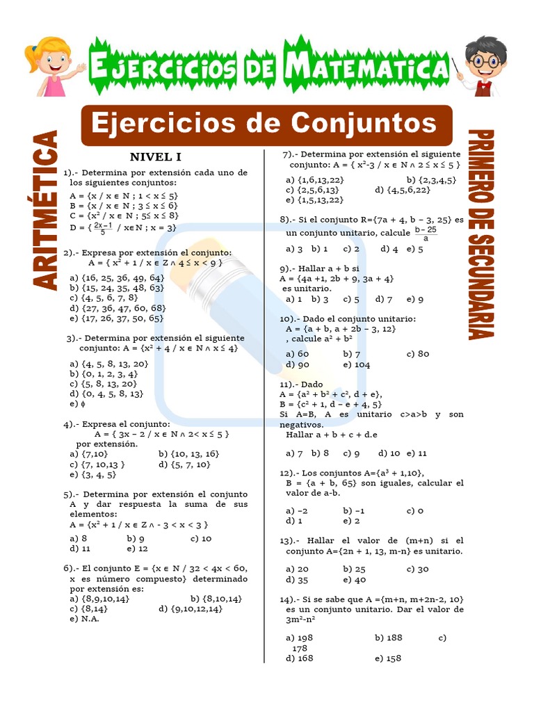 Ejercicios de Conjuntos para Secundaria | PDF | Matemáticas