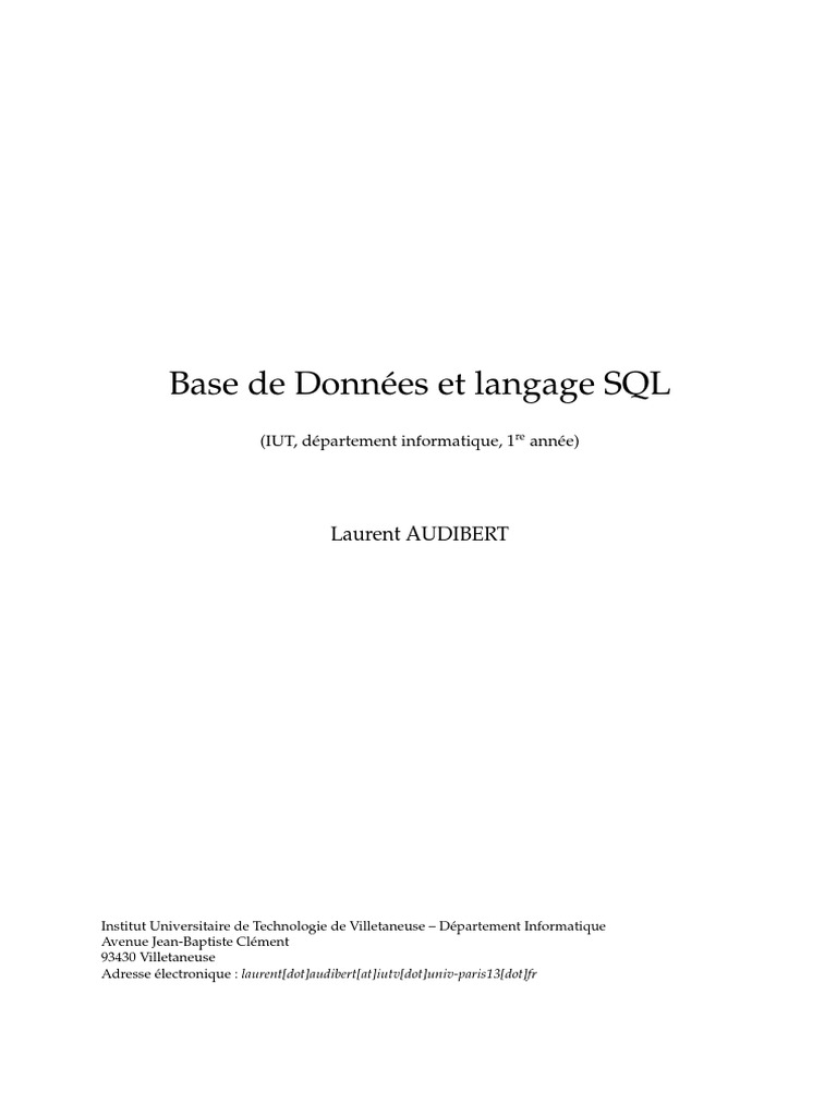 Bases de Données et SQL en IUT | PDF | Bases de données | Base de ...