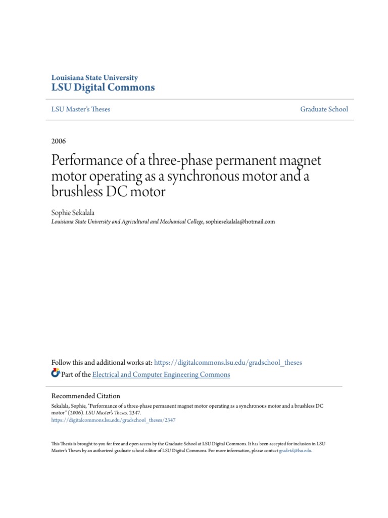 Performance of A Three-Phase Permanent Magnet Motor Operating As | PDF ...