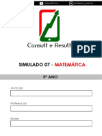 Simulado 07 - Matemática - 5º Ano (Blog Do Prof. Adonis).