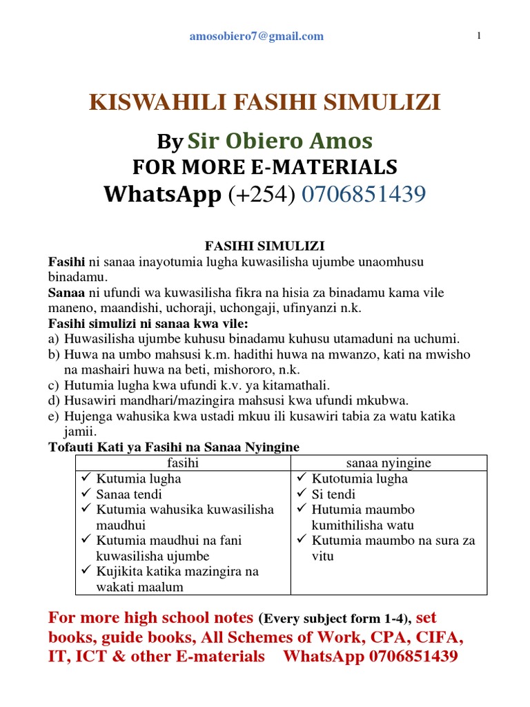 Fasihi Simulizi Pdf