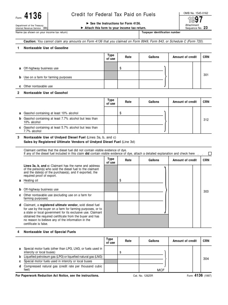 Credit for Federal Tax Paid on Fuels Gasoline Fuel Tax Free 30