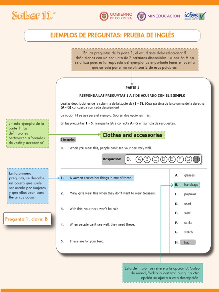 Ejemplos de Preguntas Saber 11 Inglés | PDF