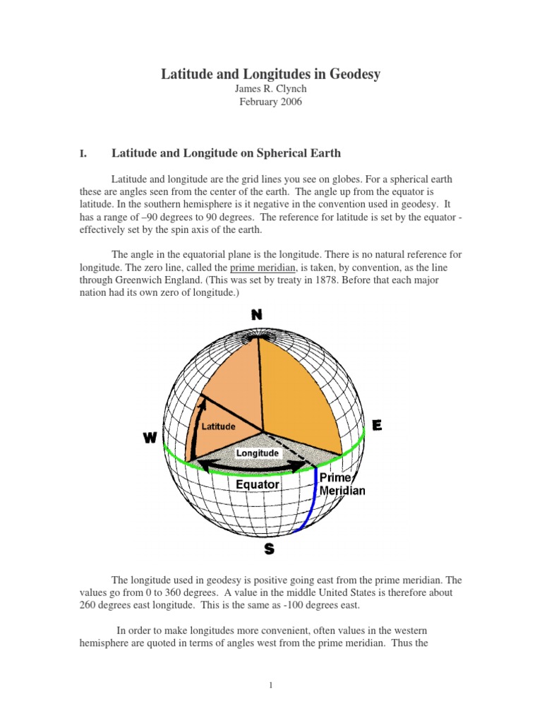 Latitude and Longitudes in Geodesy | PDF | Latitude | Longitude