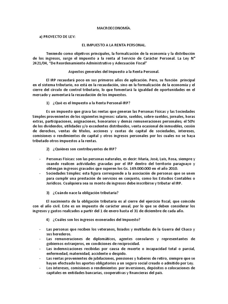 MACROECONOMÍA | PDF | Impuestos | Impuesto sobre la renta