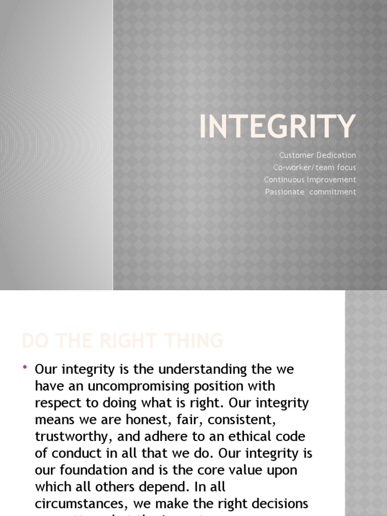 Integrity: Core Values in Action | PDF | Integrity | Courage