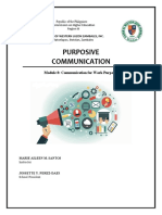 Purposive Communication: Module 8: Communication For Work Purposes
