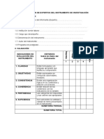 Informe de Opinión de Expertos Del Instrumento de Investigación