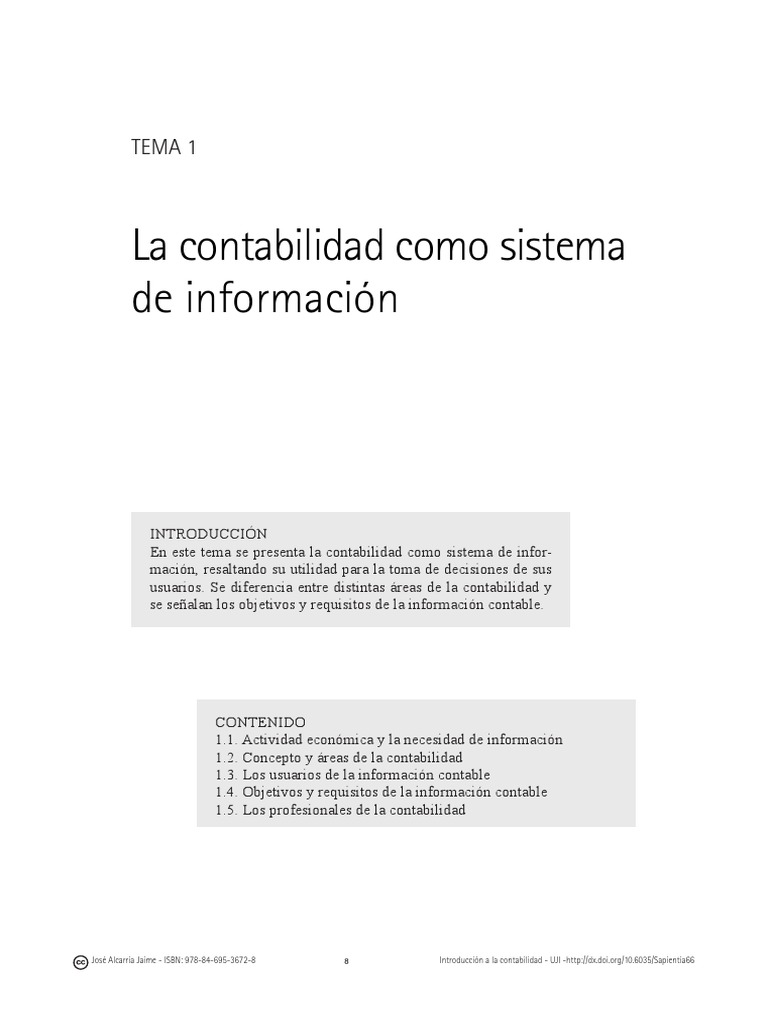 La Contabilidad Como Sistema de Información: Tema 1 | PDF ...