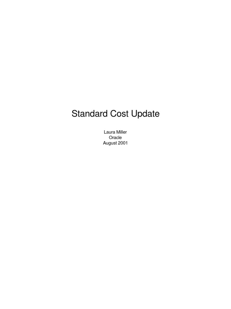 Standard Cost Update | PDF | Cost | Inventory