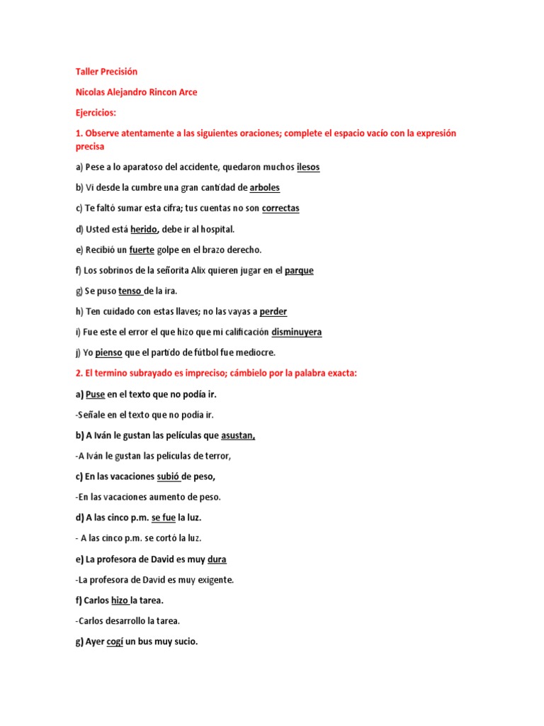 Taller de Precisión en Redacción | PDF
