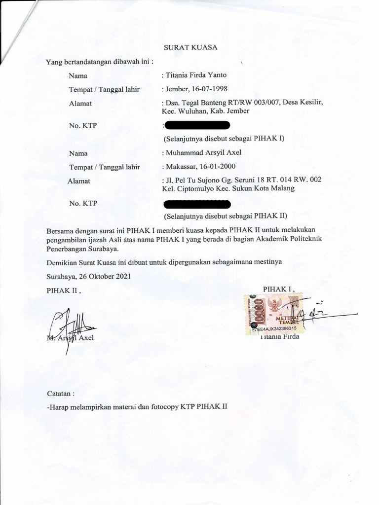 Contoh Surat Kuasa Fix | PDF