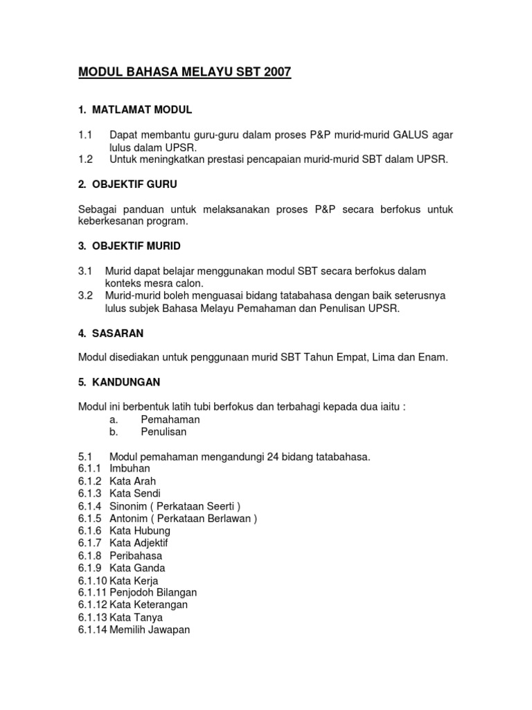 Latih Tubi Bm Tahun 5 Modul 1 Pdf