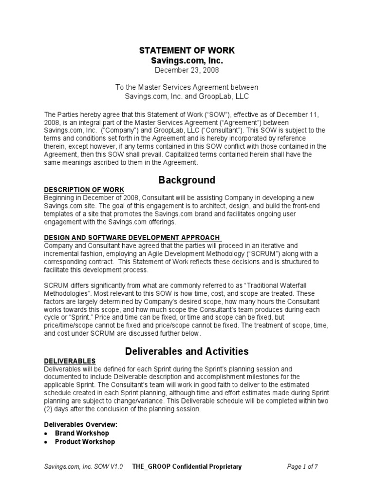 Background: Statement of Work | PDF | Scrum (Software Development ...