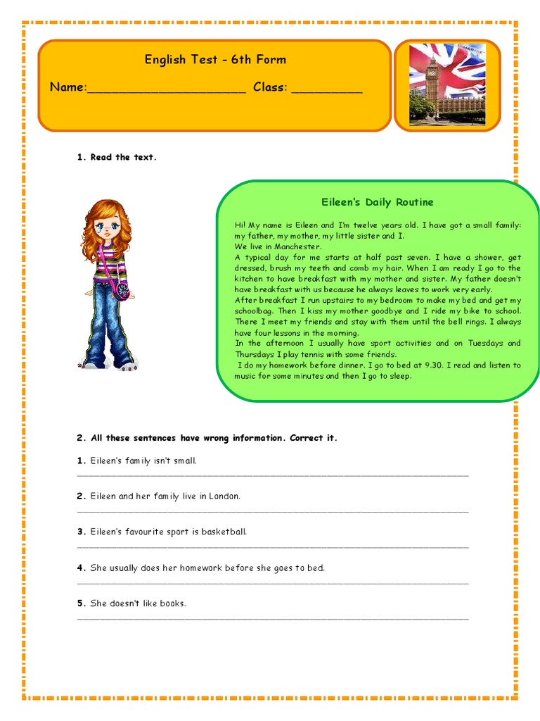 Daily Routine Test | PDF | Language Families | Grammar