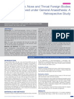 Ear, Nose and Throat Foreign Bodies Removed Under General Anaesthesia: A Retrospective Study