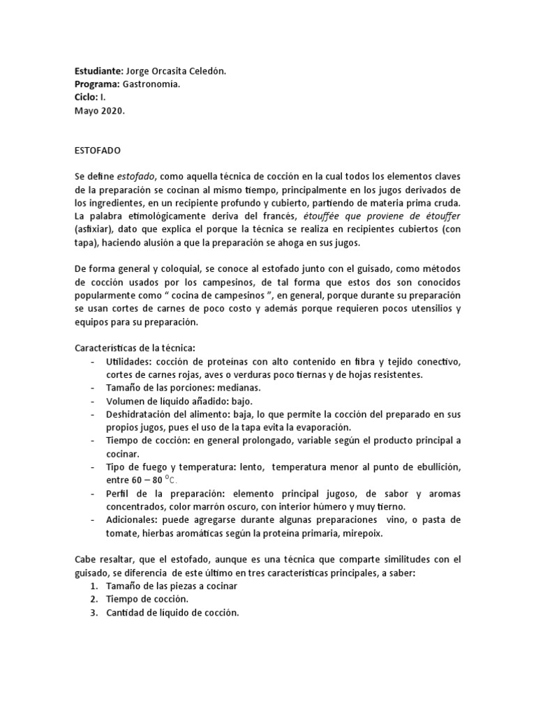 Estofado o Guisado (Cocina) PDF Estofado Cocinando
