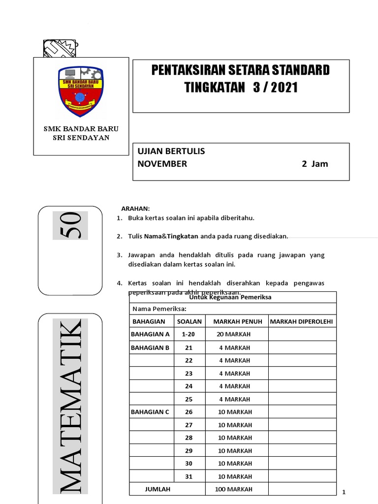 Pentaksiran Setara Standard 2021 Pentaksiran Setara Pjk Tahun 6 Online 2021 Worksheet
