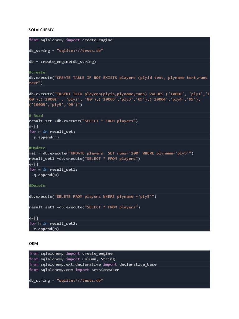 Sqlalchemy: From Import | PDF