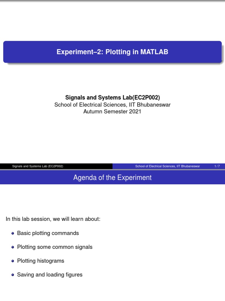 Experiment-2: Plotting in MATLAB: Signals and Systems Lab (EC2P002 ...