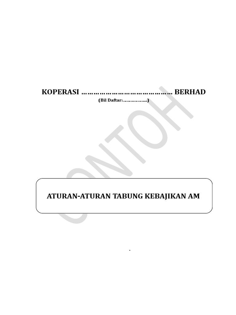 Aturan Tabung Kebajikan Koperasi | PDF | Bisnis | Hukum