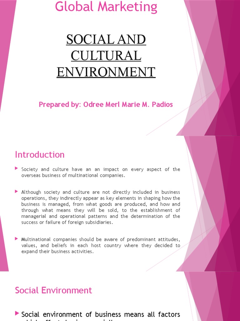 Rev 2 Global Marketing Social and Cultural Environment by OM3P | PDF ...