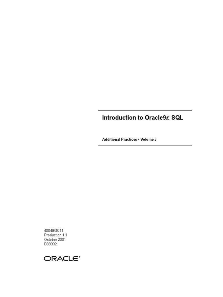Introduction To Oracle9i: SQL: Additional Practices - Volume 3 | PDF ...