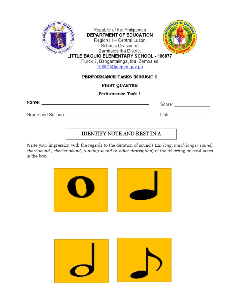 Grade 6 Music Performance Tasks Q1 | PDF | Analysis | Evaluation