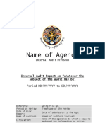 Name of Agency: Internal Audit Report On "Whatever The Subject of The Audit May Be"