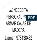 Se Necesita Personal para Armar Cajas de Madera: Llamar: 978138432