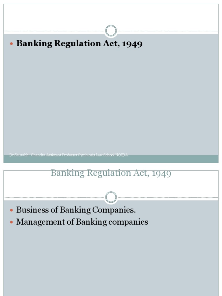As 10 Banking Regulation Act, 1949 PDF
