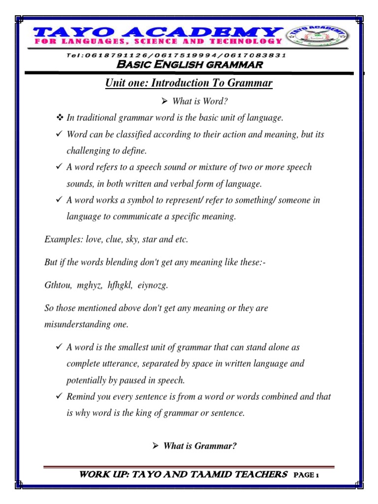 Basic english grammar course pdf pronoun word