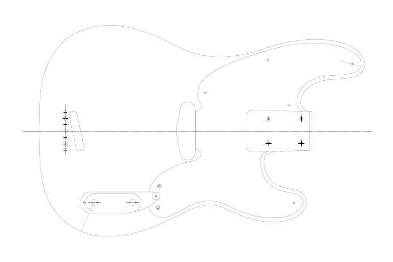 Tele Bass Body Template PDF