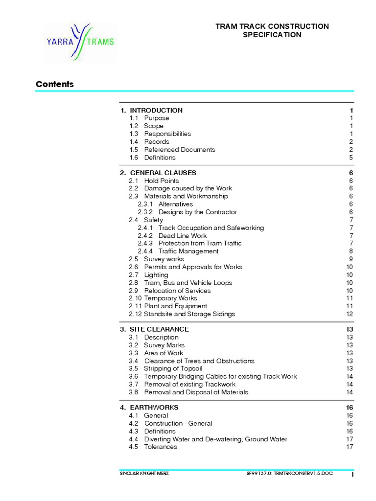 Yarra Trams Tram Track Construction Standards | PDF | Track (Rail ...