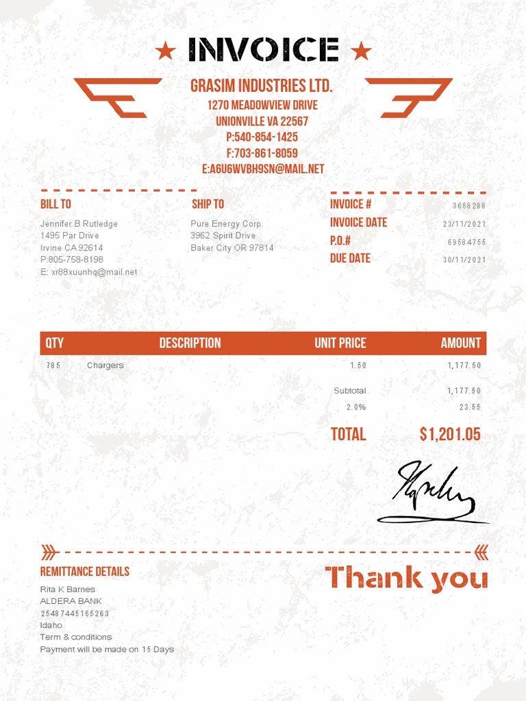 Invoice Thank You PDF