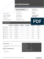 Commercial Invoice: Exporter/Shipper Importer/Consignee