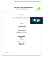 Policy of Non Alignment and Its Relevance: Damodaram Sanjivayya National Law University Visakhapatnam, A.P., India