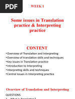 Week 1: Some Issues in Translation Practice & Interpreting Practice