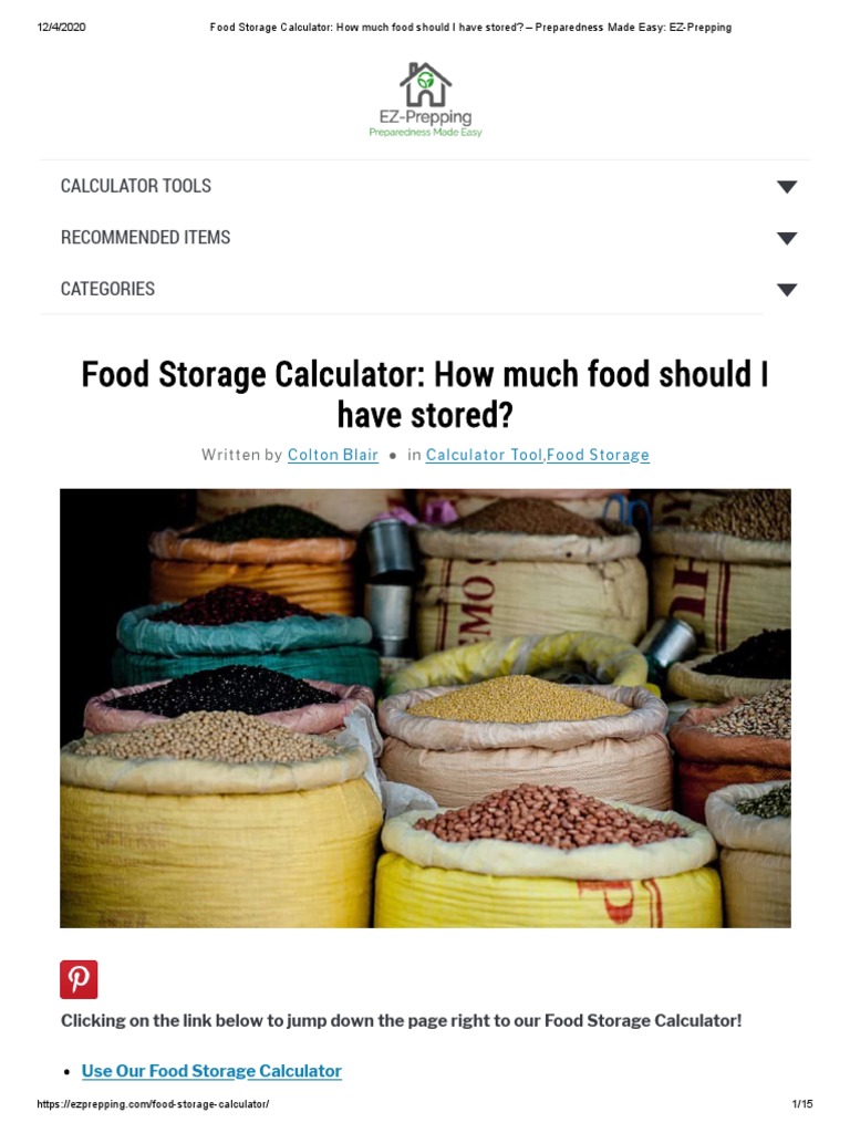 Food Storage Calculator - How Much Food Should I Have Stored ...