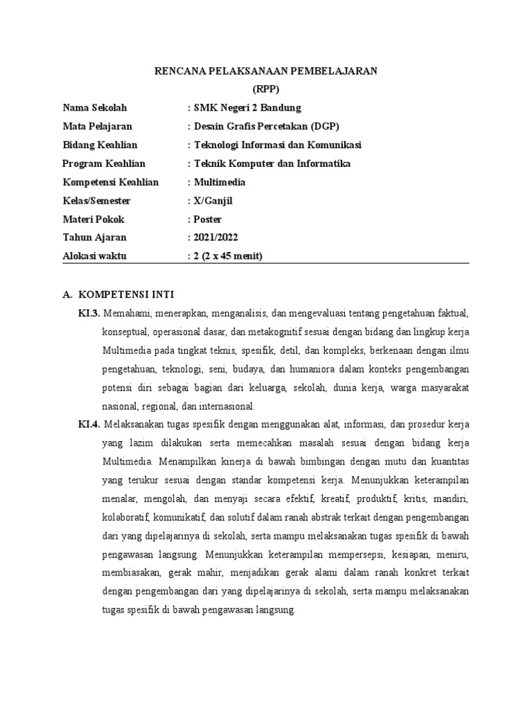RPP Poster | PDF | Karier & Perkembangan | Ilmu Sosial